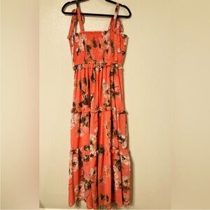 Floral Coral Maxi Dress